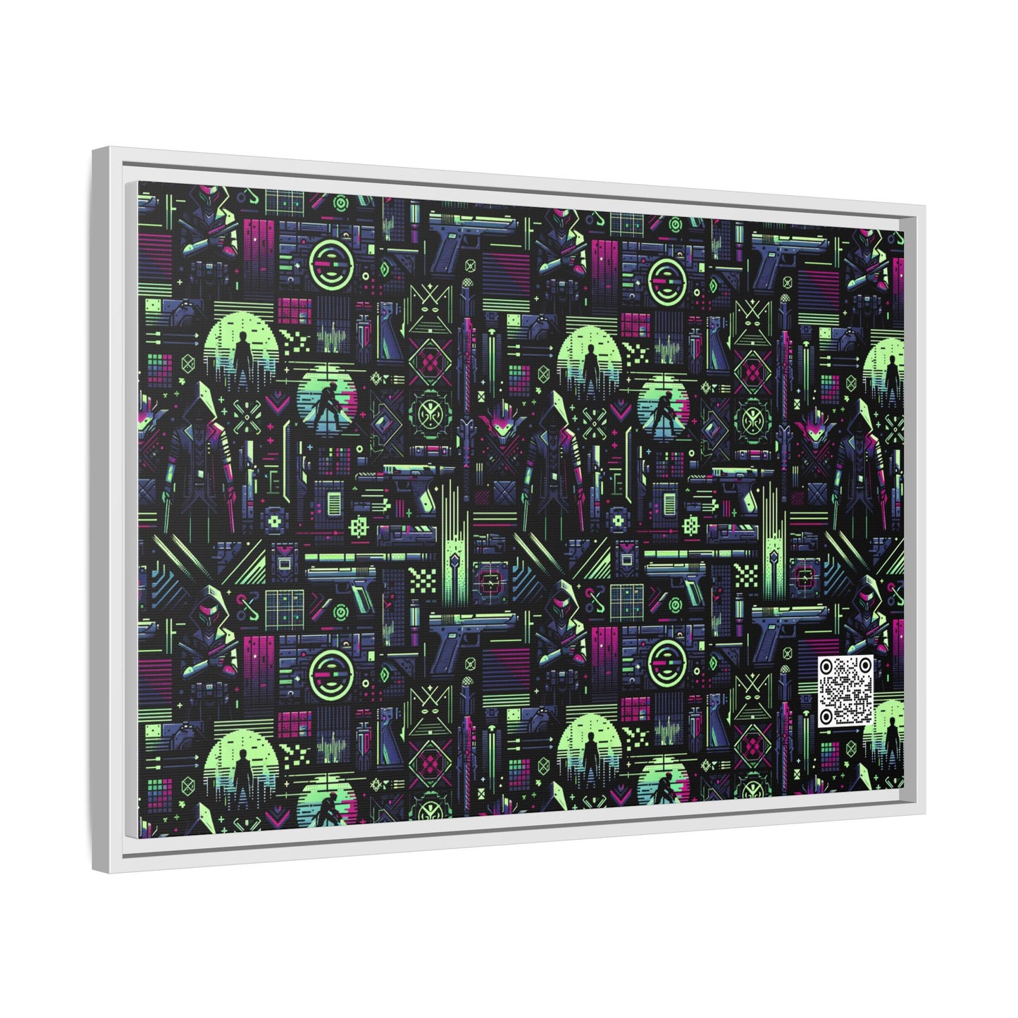 Tech Noir Futuristic Cyberpunk Matte Canvas, Framed (multi-Color) - 8404 Design-63 A