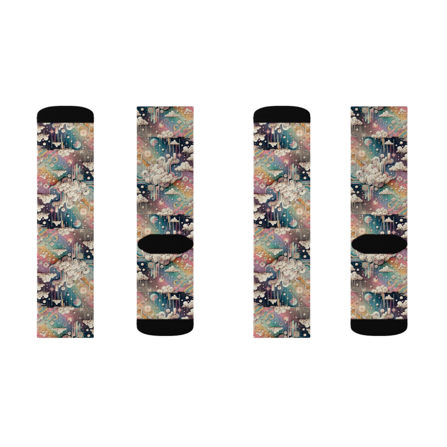 Digital Dreamland Whimsical and Nostalgic Streetwear With a Digital Twist Sublimation Socks - 8404 Design-52