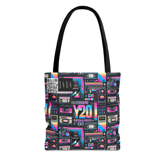 Digital Nostalgia Tech-Inspired Retro Fusion Tote Bag - 8404 Design-65