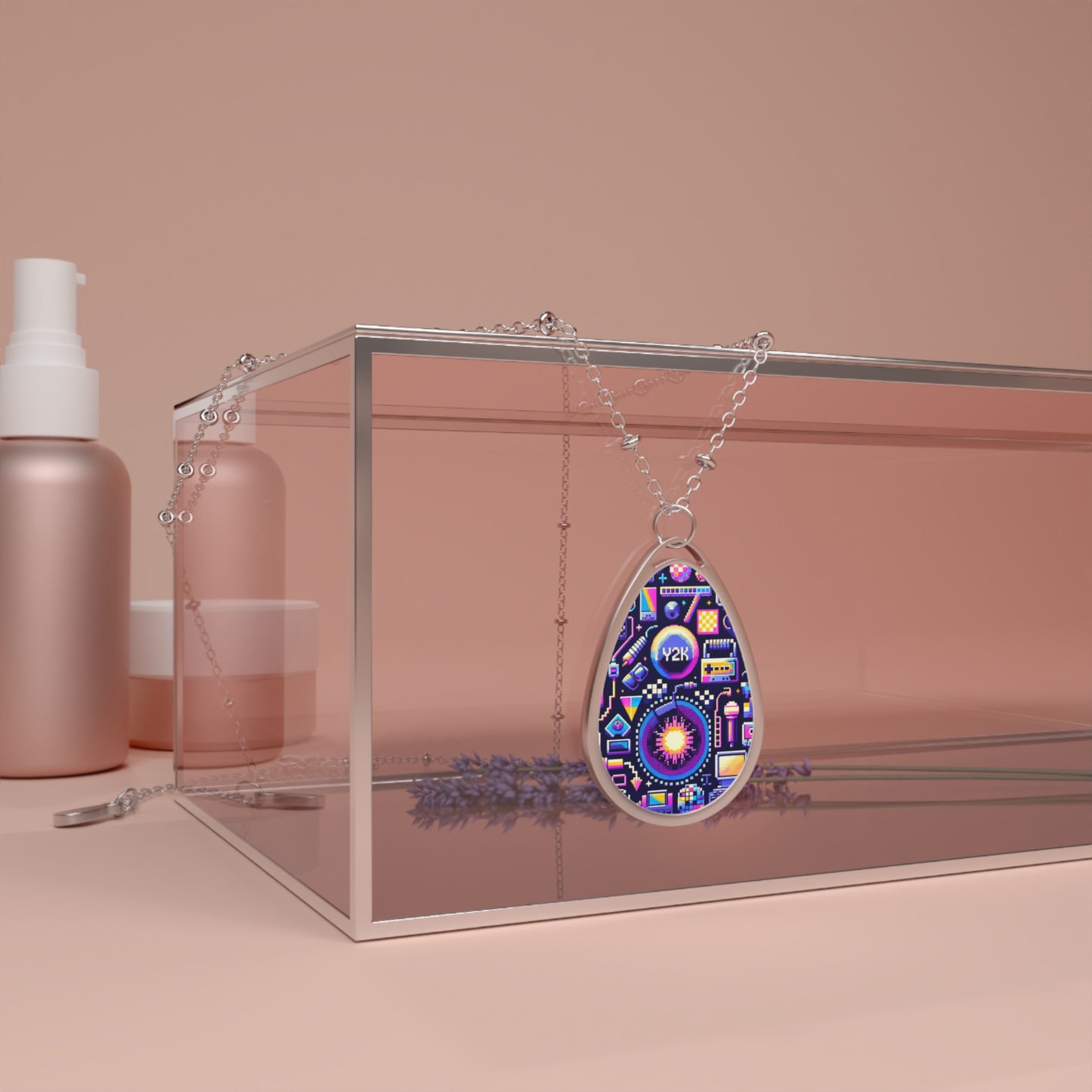 Digital Nostalgia Modern Retro Fusion Oval Necklace - 8404 Design-64