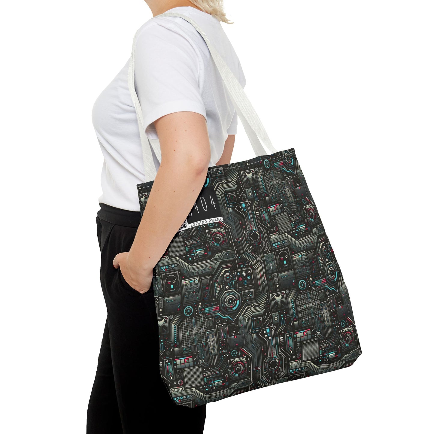 Tech Noir Aesthetics Sleek Tech Streetwear Tote Bag - 8404 Design-52
