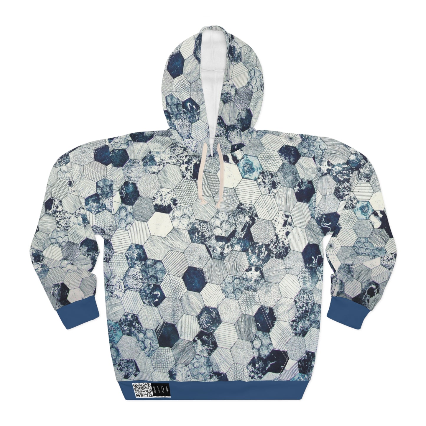 8404 Unisex Adult "hexagon in Blue" Fashion Pullover Hoodie