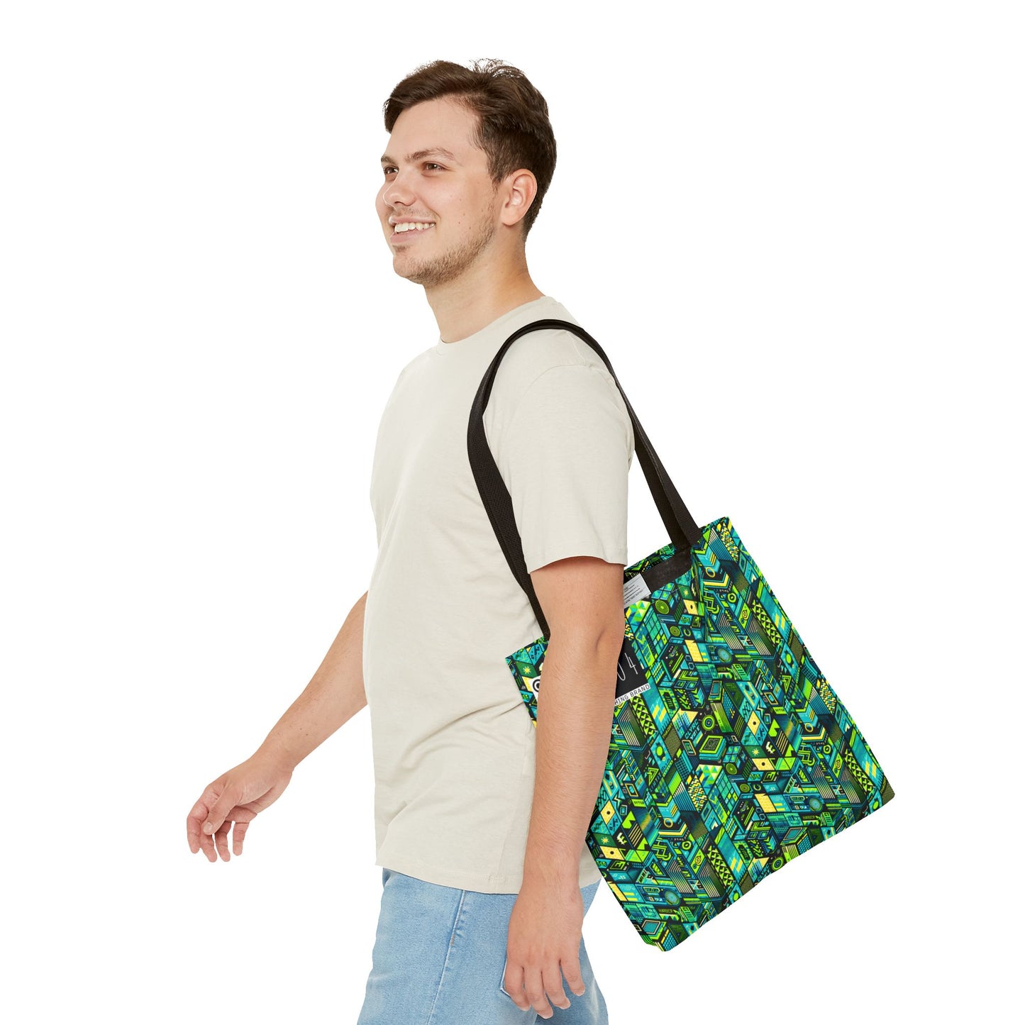 Tech-Infused Neon Tech-Forward Streetwear Tote Bag - 8404 Design-61