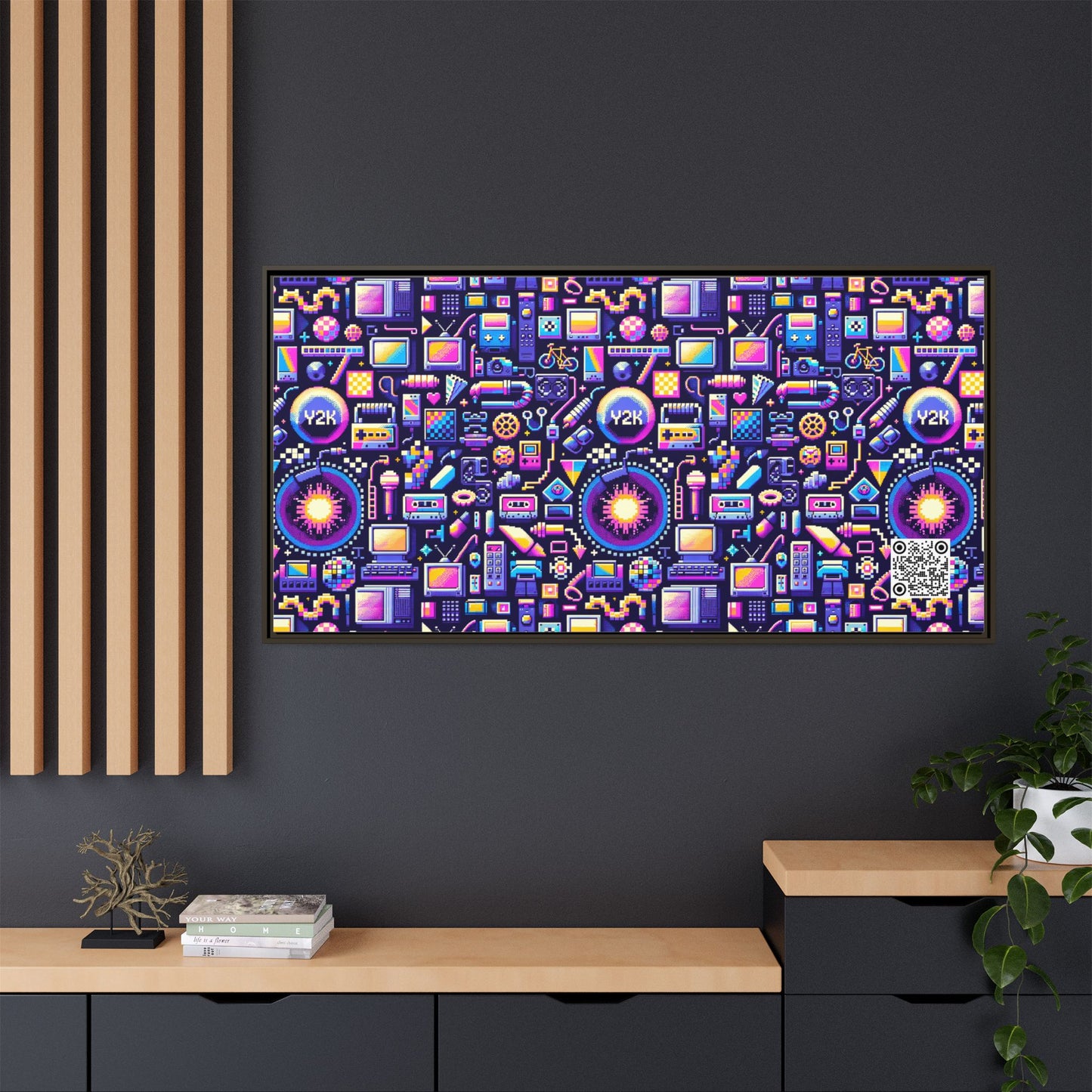 Digital Nostalgia Modern Retro Fusion Matte Canvas, Framed (multi-Color) - 8404 Design-64 B