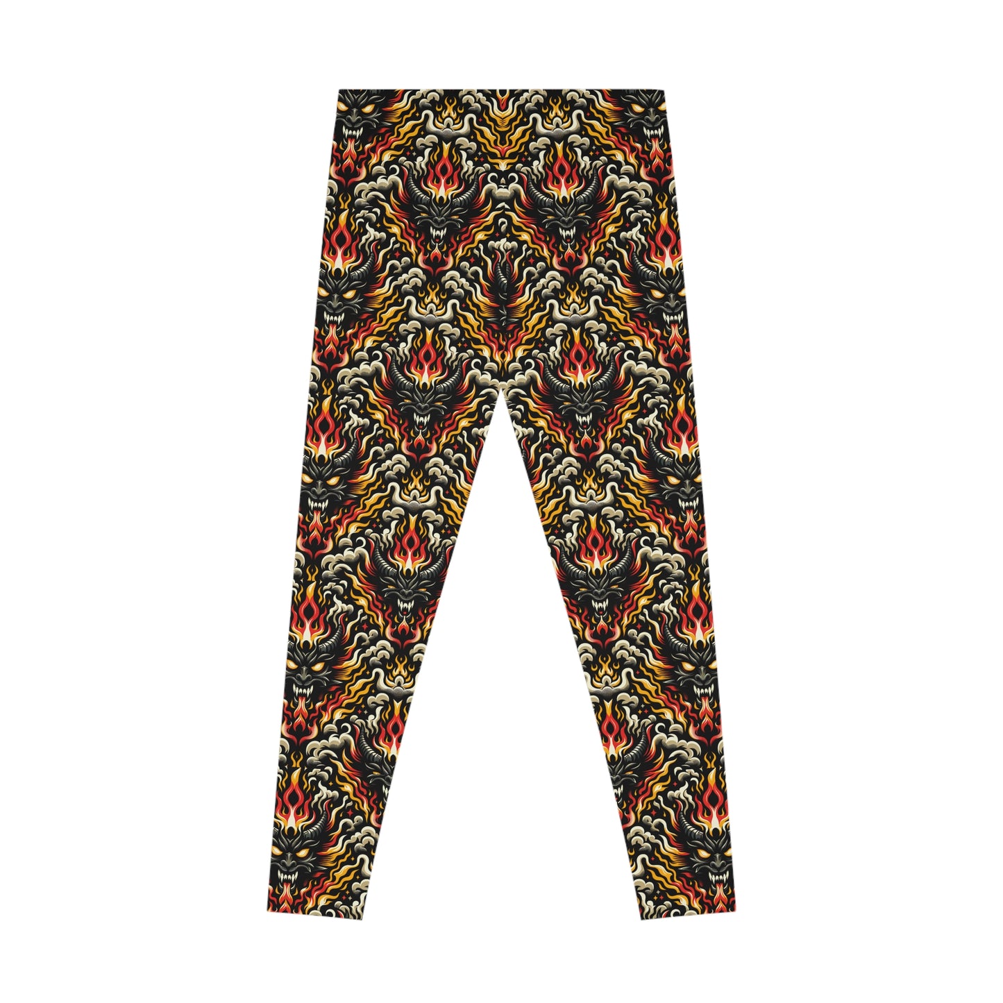 Flame Graphics Maximalist Streetwear Stretch Leggings - 8404 Design-59