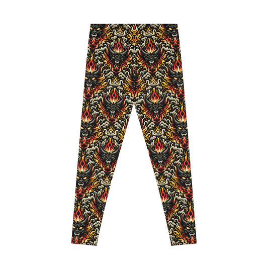 Flame Graphics Maximalist Streetwear Stretch Leggings - 8404 Design-59