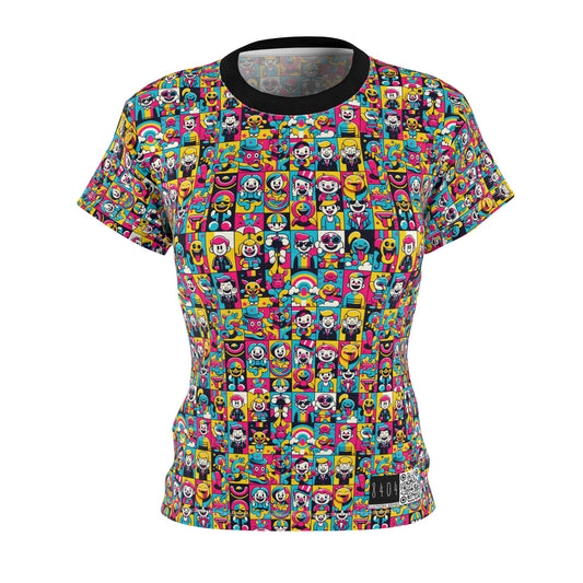 Neon Pop Playful Pop Culture Mashup Women's Cut & Sew Tee - 8404 Design-60