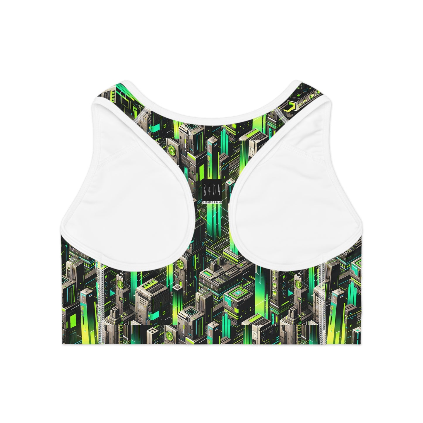 Digital Rebellion Tech-Forward Streetwear Sports Bra - 8404 Design-63