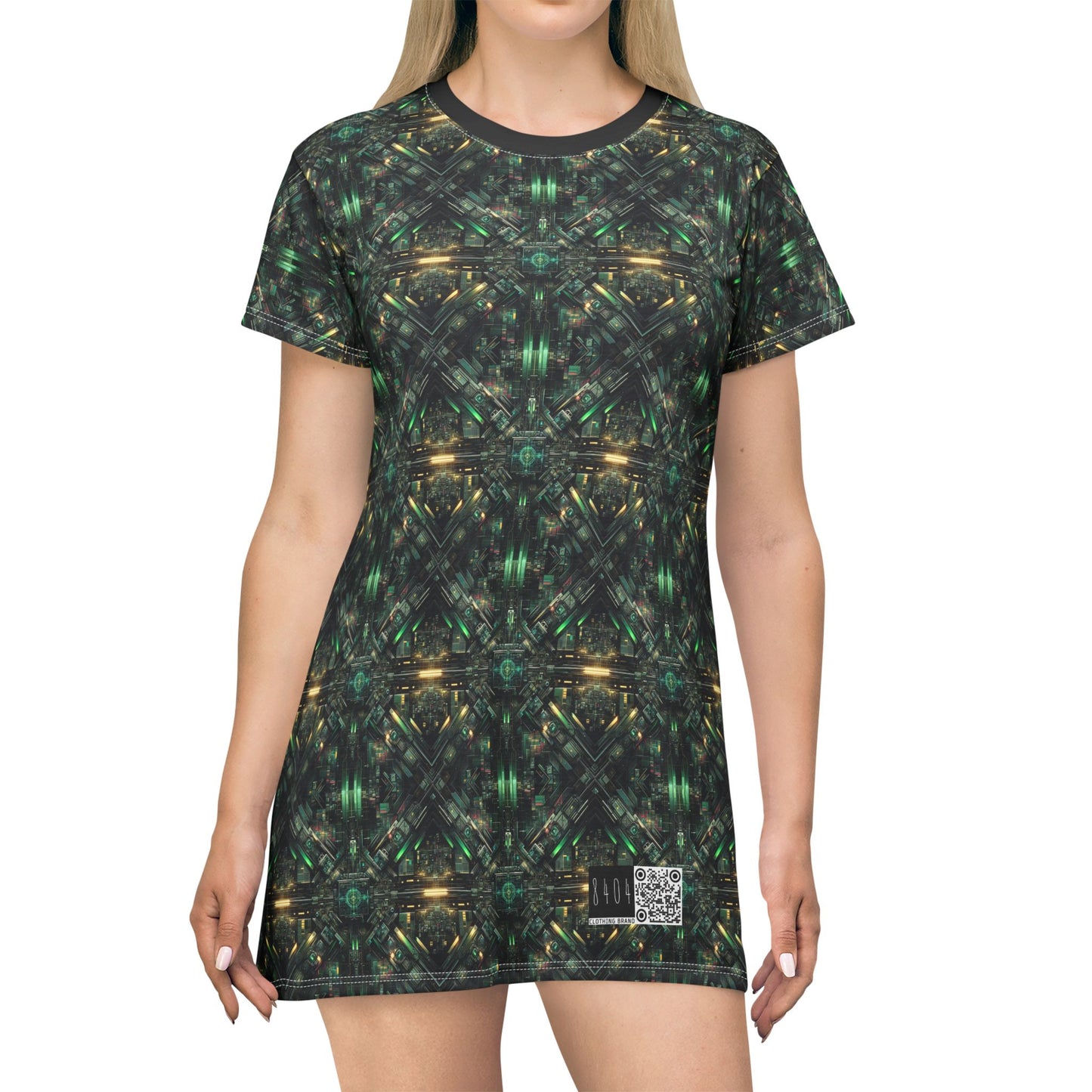 Tech Noir Graphics Tech-Inspired Streetwear T-Shirt Dress - 8404 Design-56