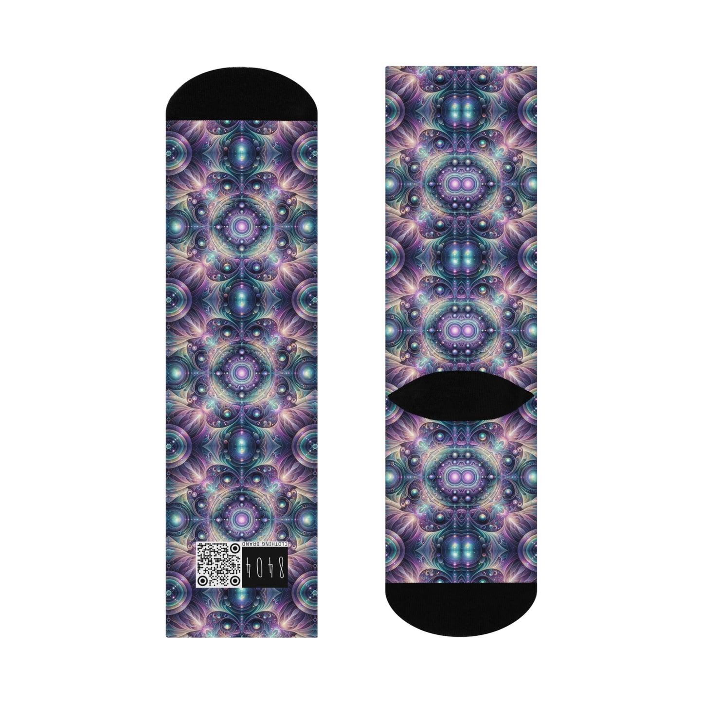 Iridescent Tech Fusion Tech-Forward Streetwear Cushioned Crew Socks - 8404 Design-61