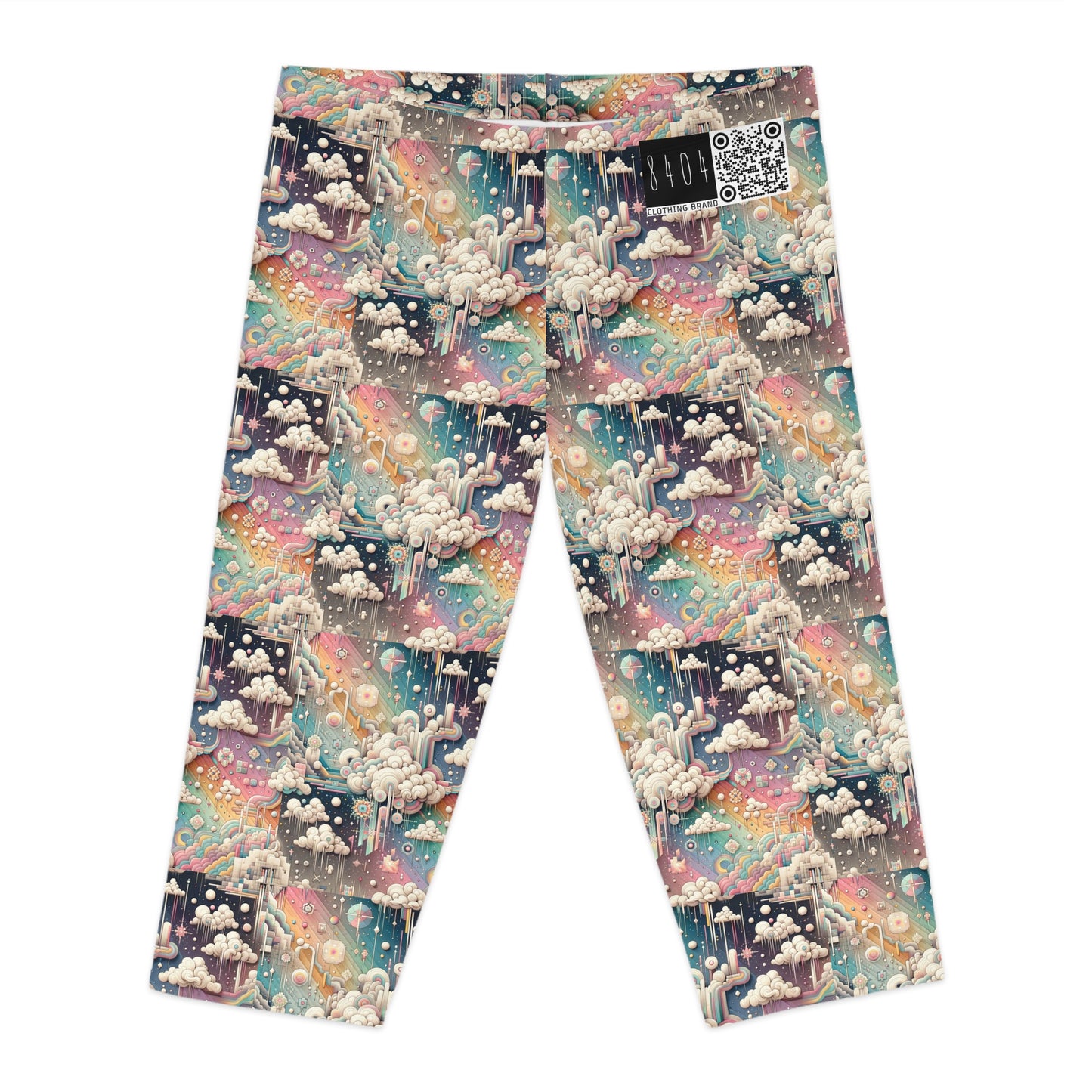 Digital Dreamland Whimsical and Nostalgic Streetwear With a Digital Twist Women's Capri Leggings - 8404 Design-52