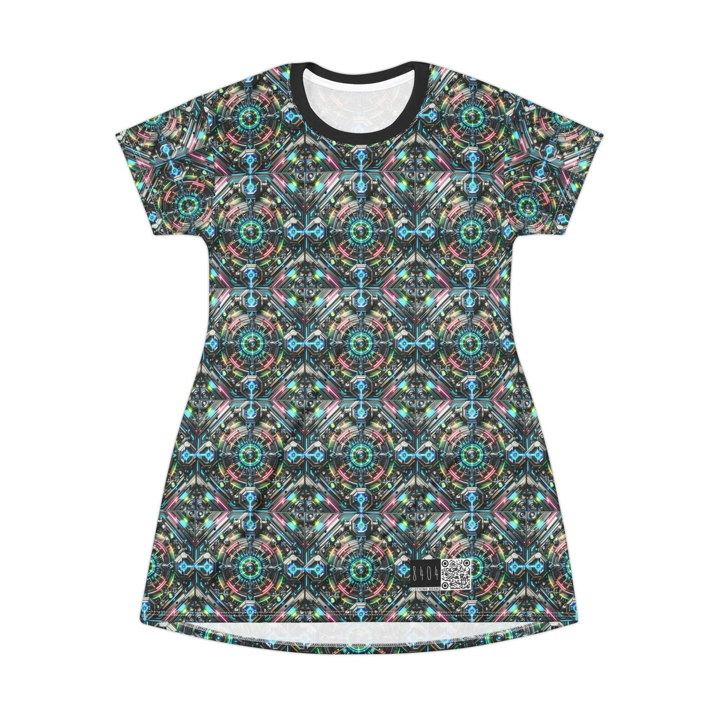 Tech-Infused Futurism Futuristic Tech T-Shirt Dress - 8404 Design-53