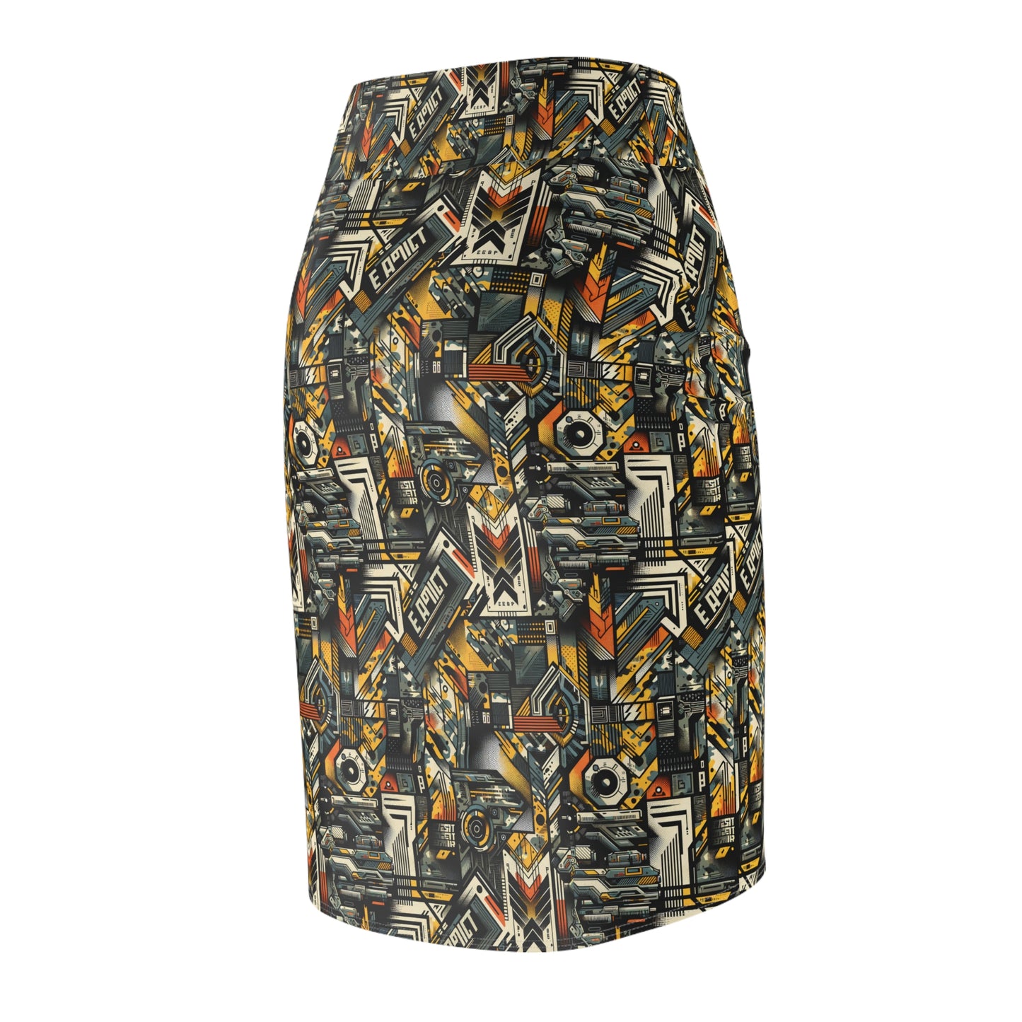 Digital Punk Futuristic Grunge Women's Pencil Skirt - 8404 Design-49