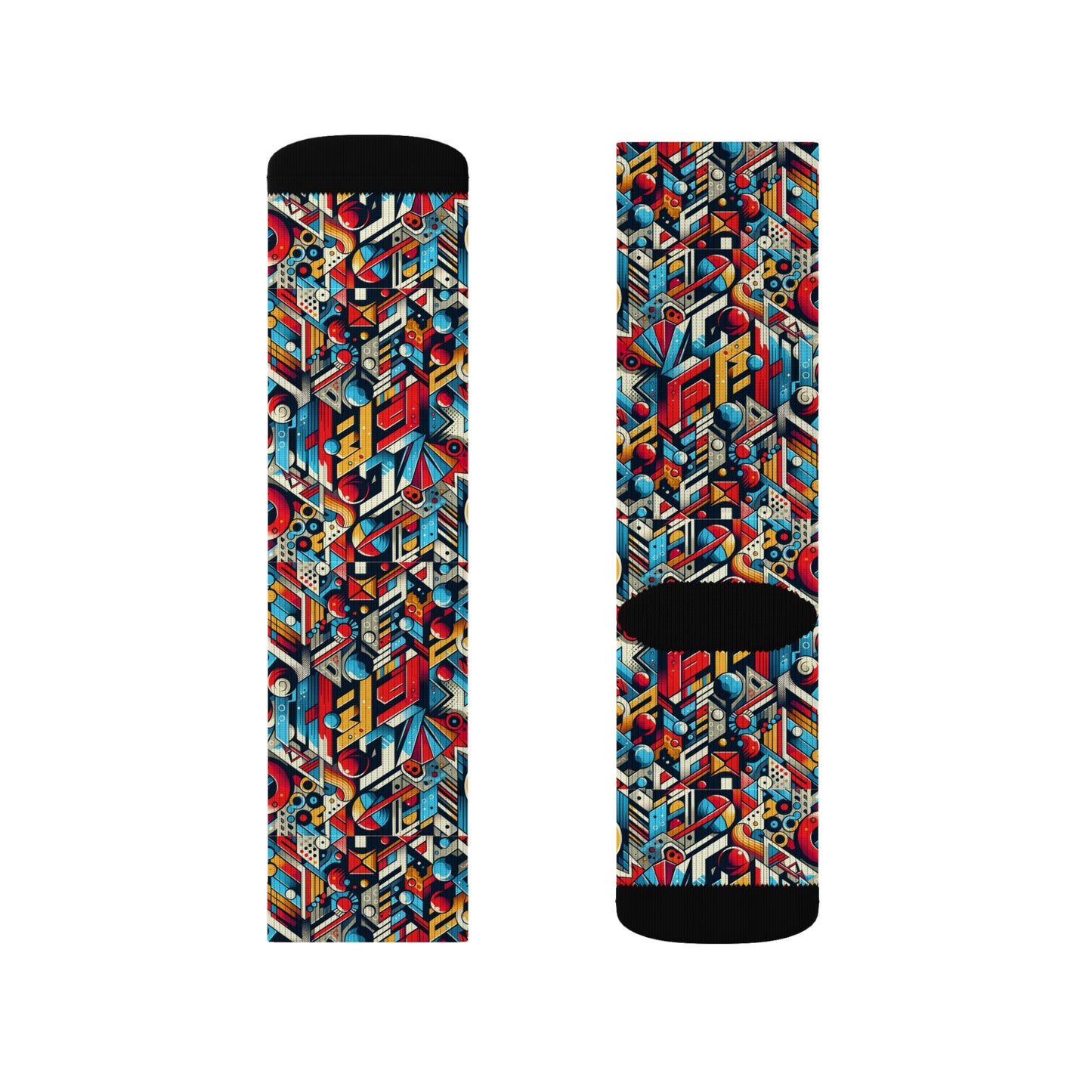Neo-Traditional Street Art Modern Street Art Fusion Sublimation Socks - 8404 Design-67