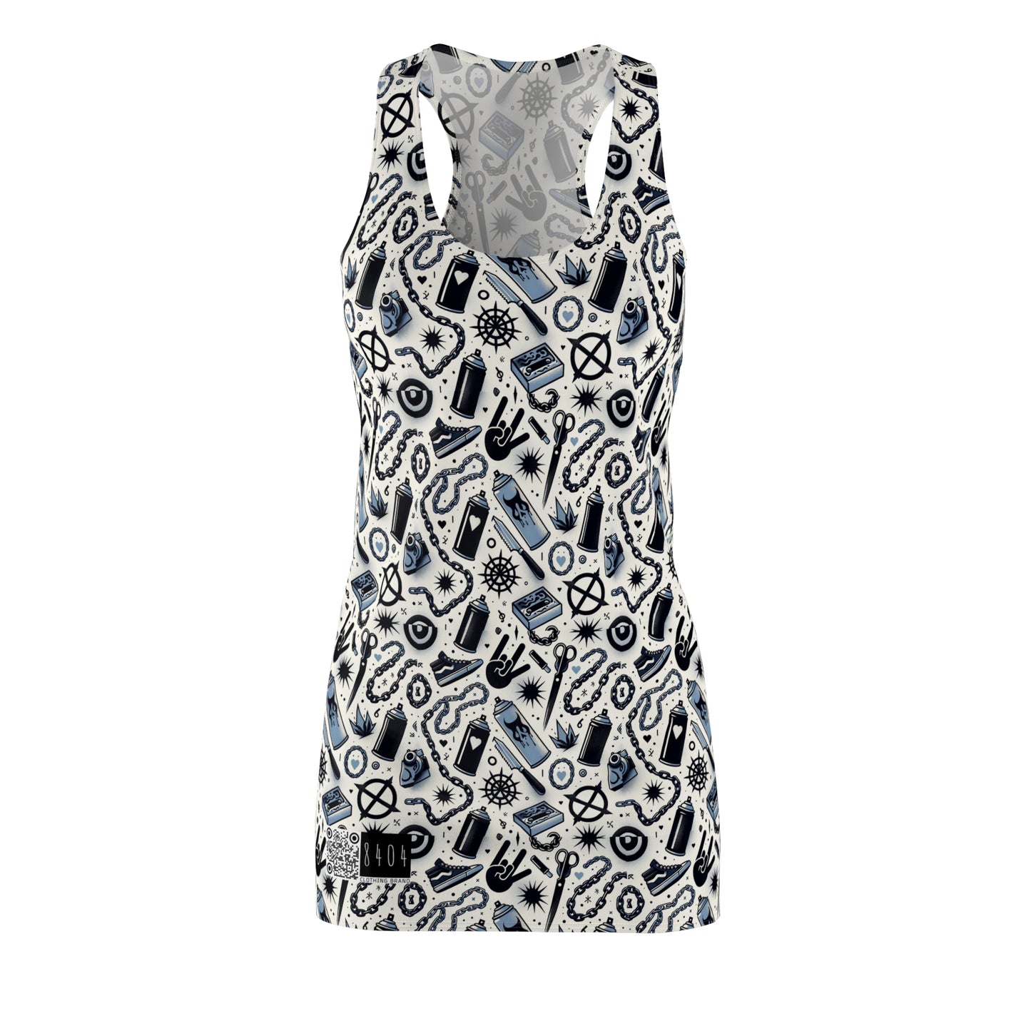 Cultural Rebellion Graphics Edgy and Rebellious With a Hint of Nostalgia Women's Cut & Sew Racerback Dress - 8404 Design-57