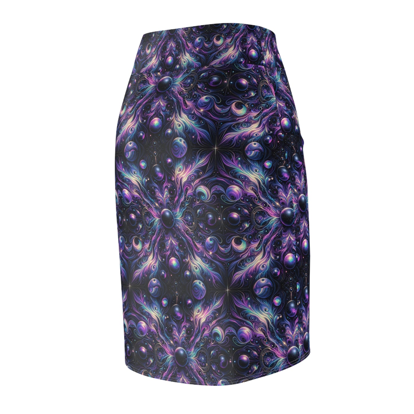 Galactic Hues Tech-Forward Cosmic Fusion Women's Pencil Skirt - 8404 Design-41