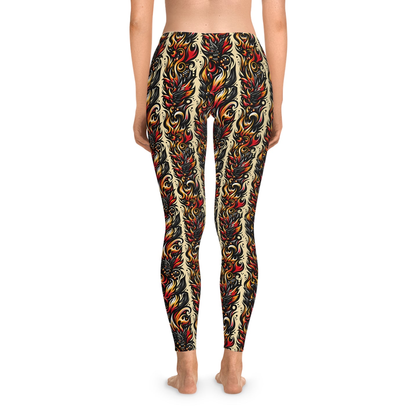 Flame Graphics Maximalist Streetwear Stretch Leggings - 8404 Design-65