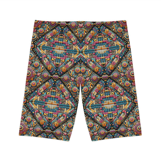 Cultural Fusion Tech Blend of Cultural Heritage With Tech-Inspired Elements Women's Bike Shorts - 8404 Design-58
