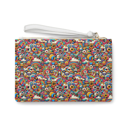Neon Pop Playful Pop Culture Mashup Clutch Bag - 8404 Design-62
