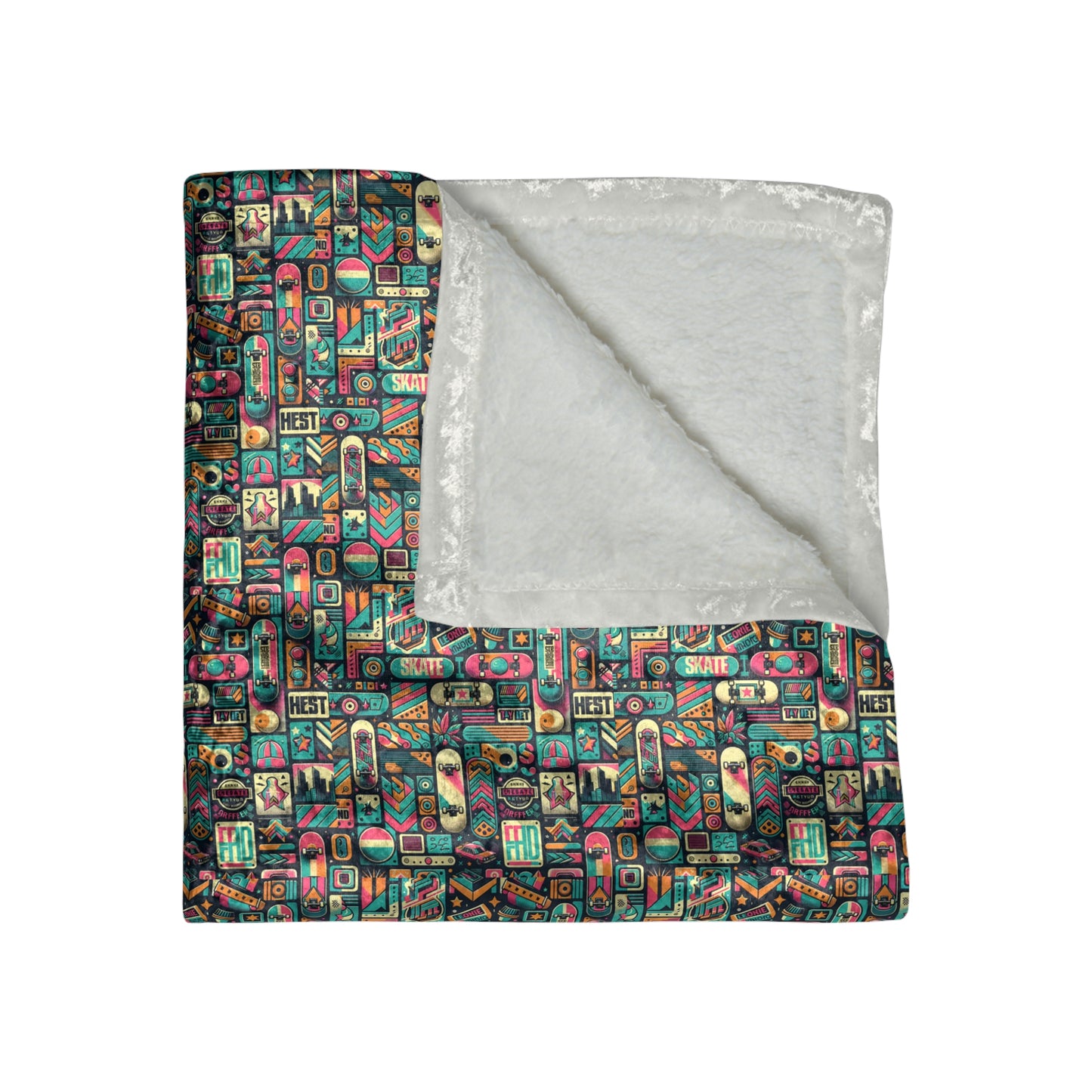 Skate Culture Revival Urban Retro Cool Crushed Velvet Blanket - 8404 Design-61