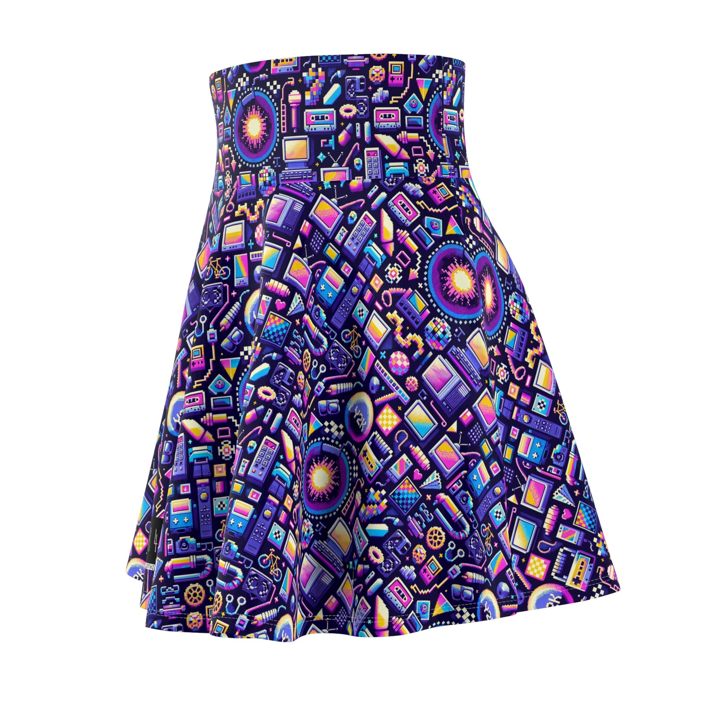Digital Nostalgia Modern Retro Fusion Women's Skater Skirt - 8404 Design-64