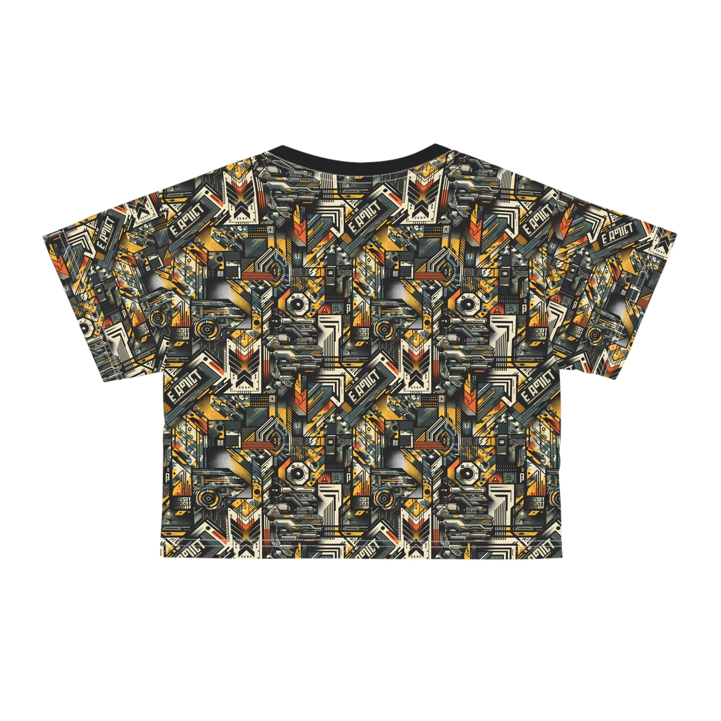 Digital Punk Futuristic Grunge Crop Tee - 8404 Design-49