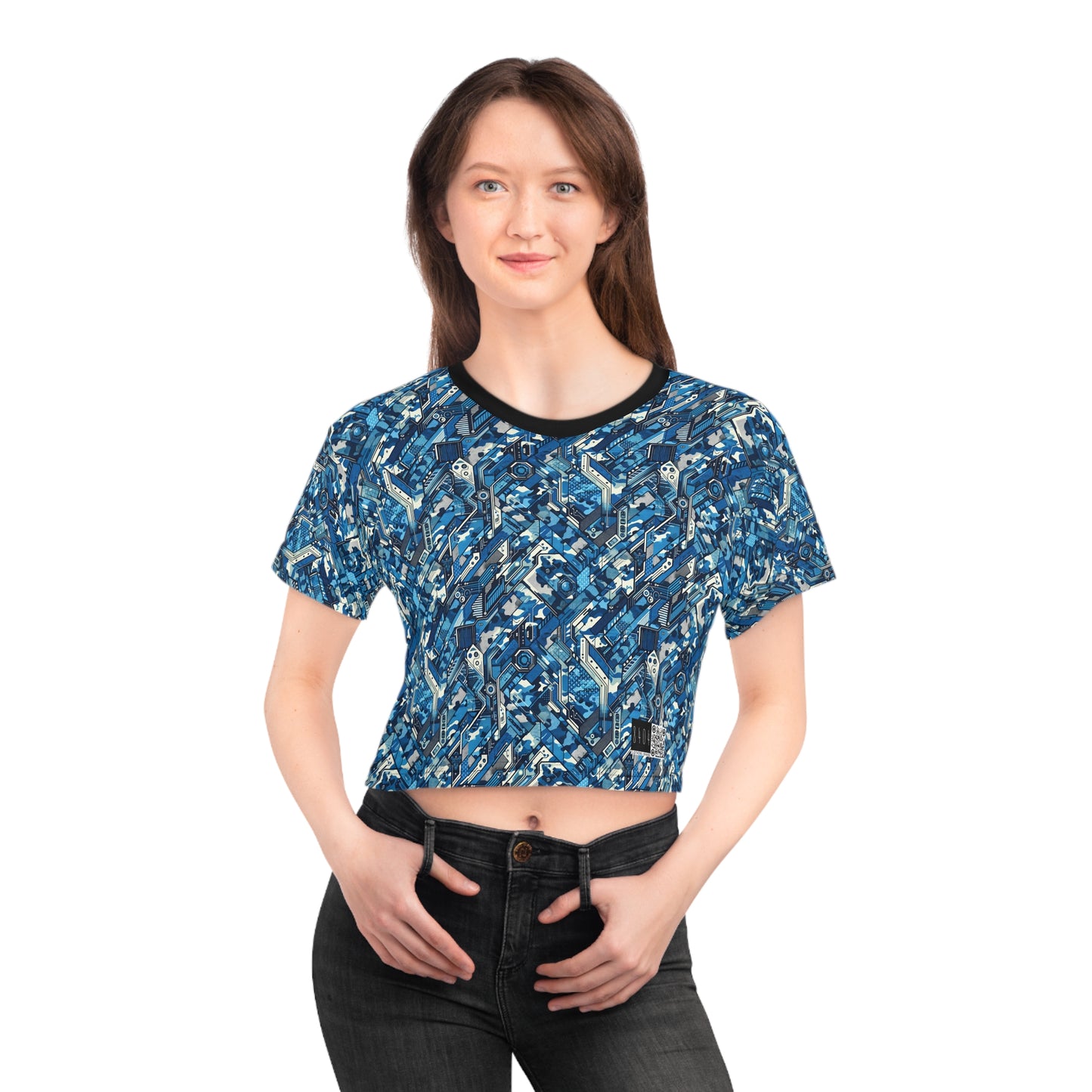 Tech Urban Camo Tech-Forward Streetwear With a Futuristic Military Edge Crop Tee - 8404 Design-39