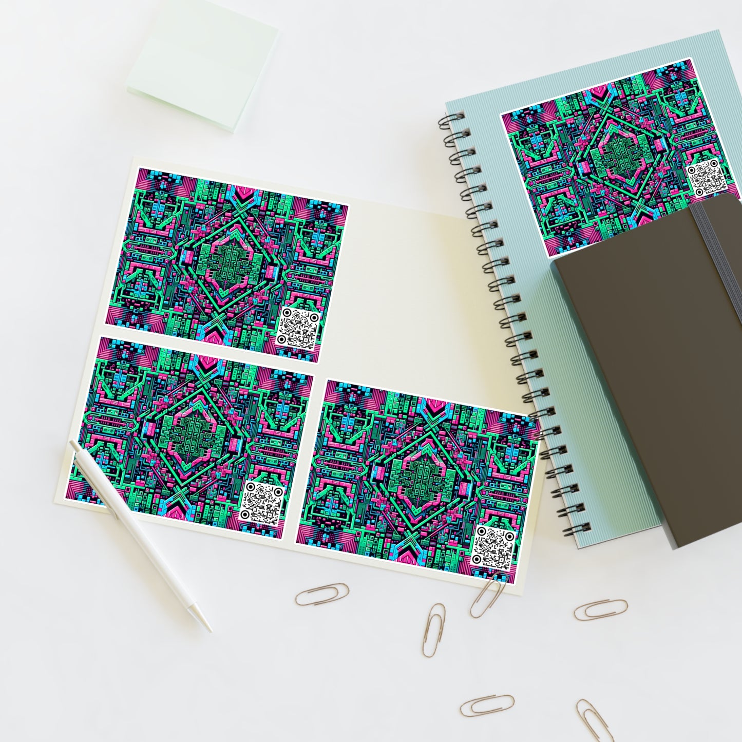 Digital Glitch Vibes Tech-Inspired Streetwear Sticker Sheets - 8404 Design-71