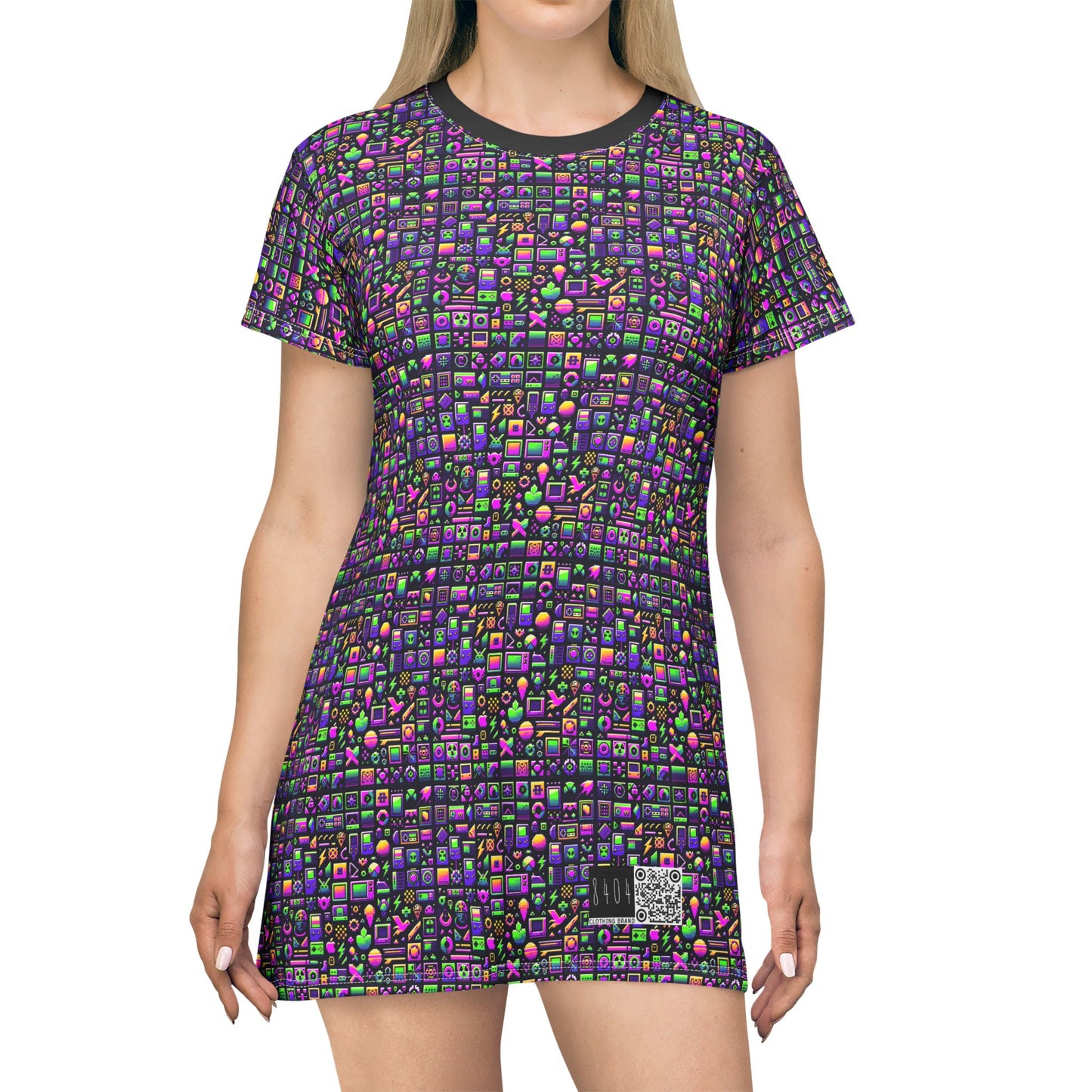 Digital Nostalgia Remix Modern Vintage Fusion T-Shirt Dress - 8404 Design-49