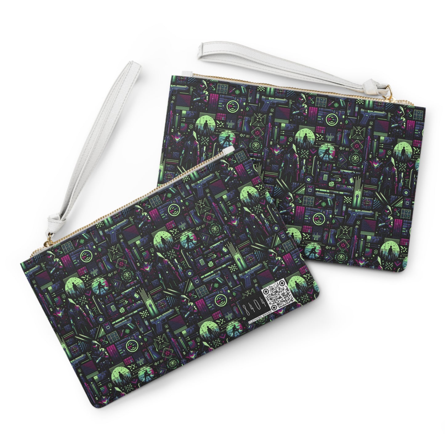 Tech Noir Futuristic Cyberpunk Clutch Bag - 8404 Design-63