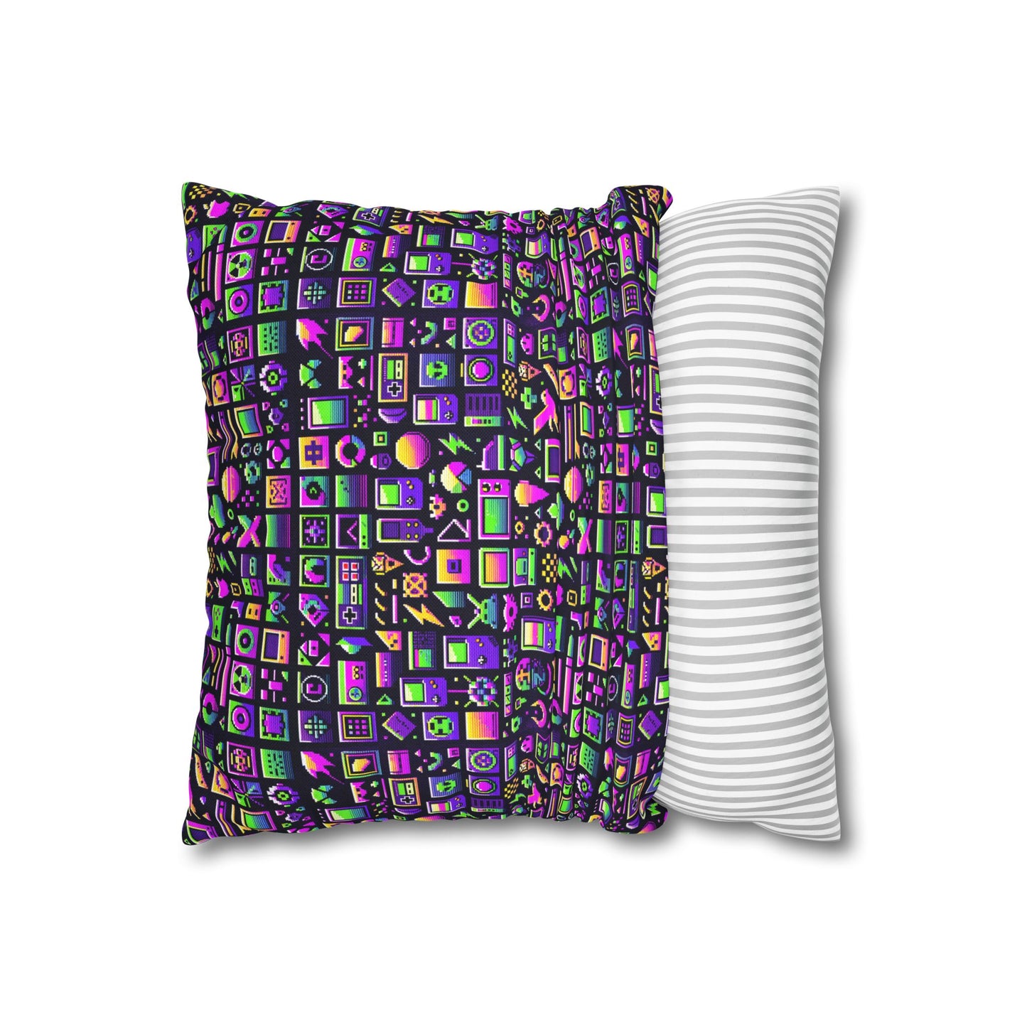 Digital Nostalgia Remix Modern Vintage Fusion Spun Polyester Square Pillowcase - 8404 Design-49