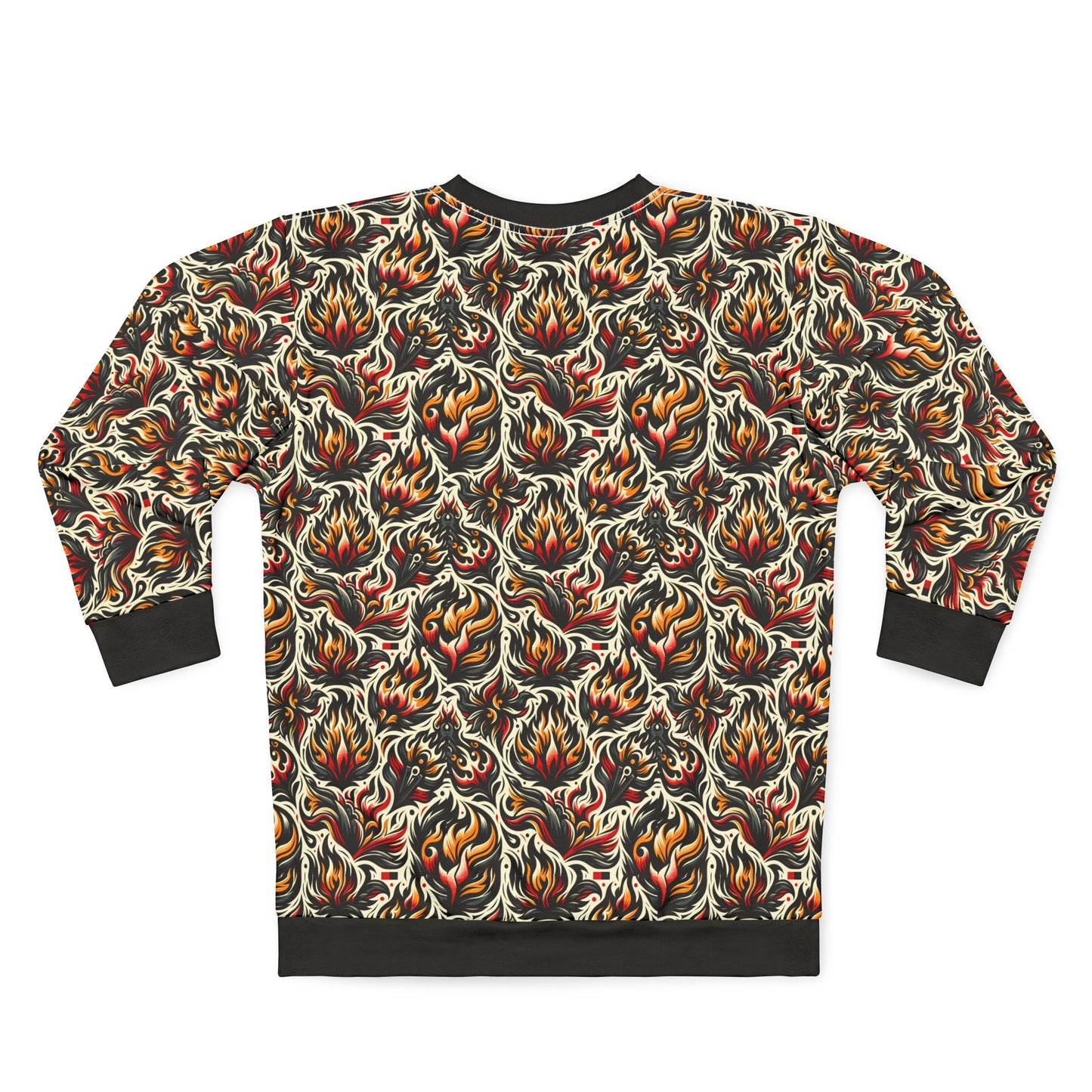 Fire & Flames Bold Streetwear Statement Sweatshirt - 8404 Design-57