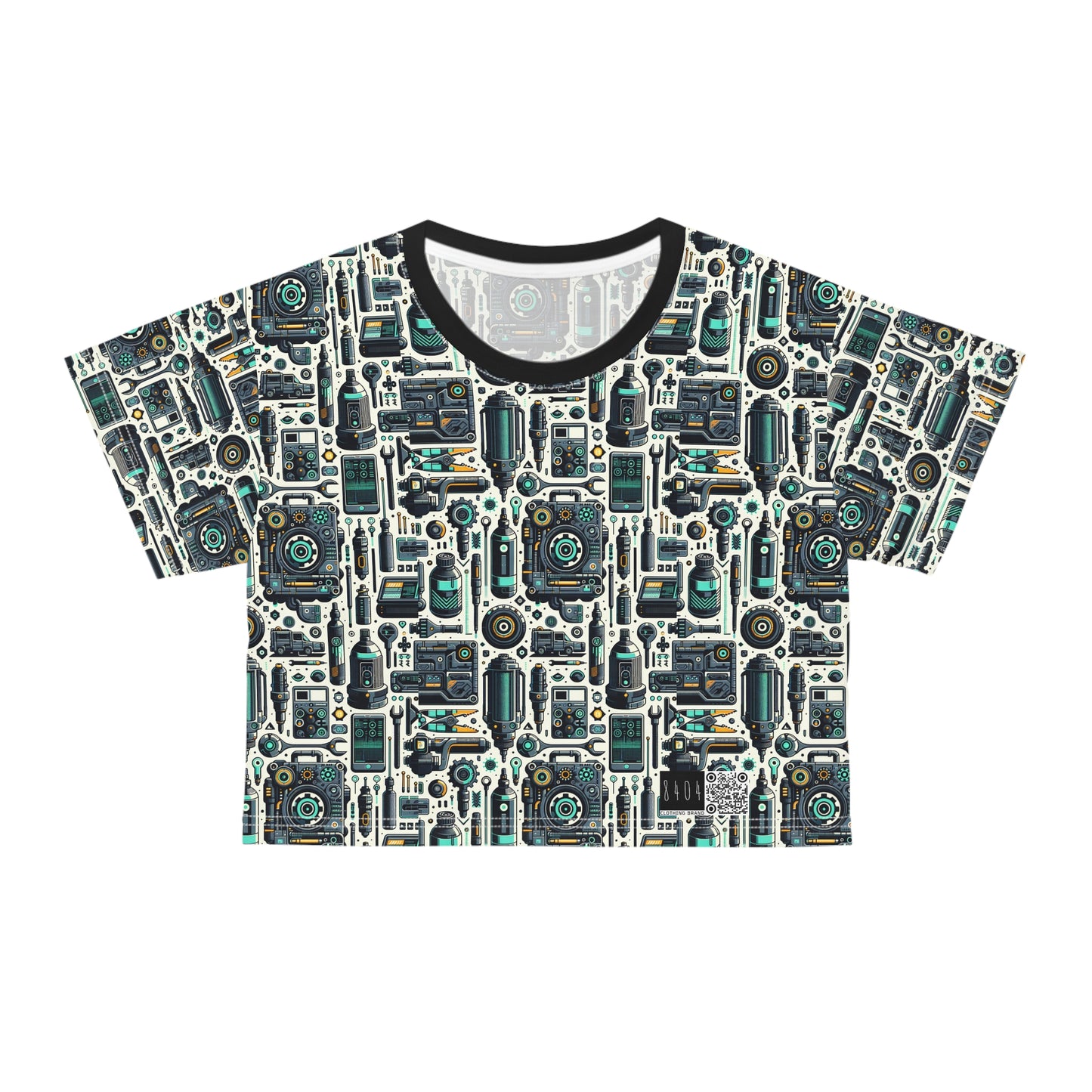 Tech Utility Fusion Modern Tech Streetwear Crop Tee - 8404 Design-53