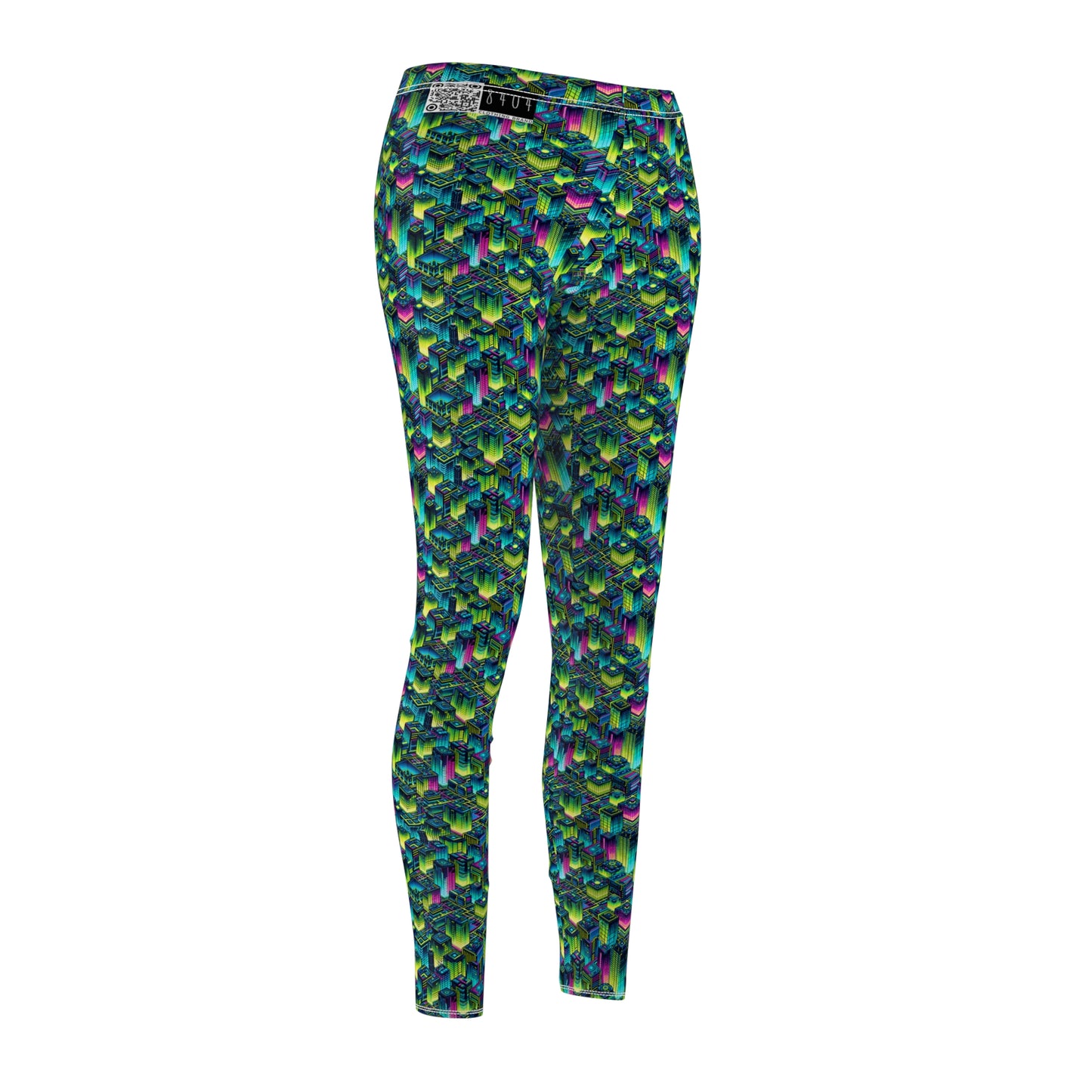 Tech-Infused Neon Tech-Forward Streetwear Women's Cut & Sew Casual Leggings - 8404 Design-65