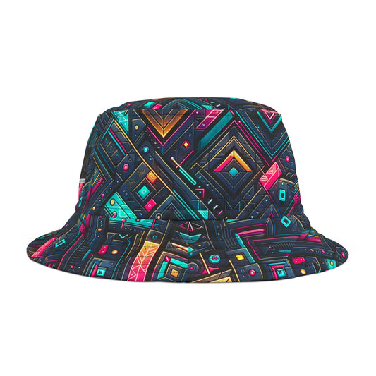 Tech-Inspired Graphics Cyberpunk Cool Bucket Hat - 8404 Design-67