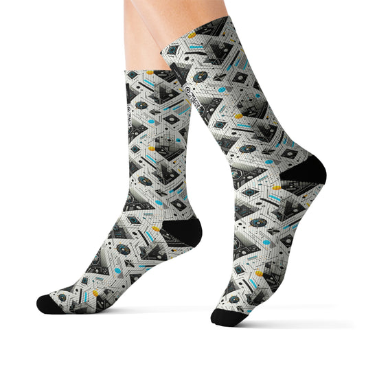 Tech Minimalism Minimalist Tech Sublimation Socks - 8404 Design-47