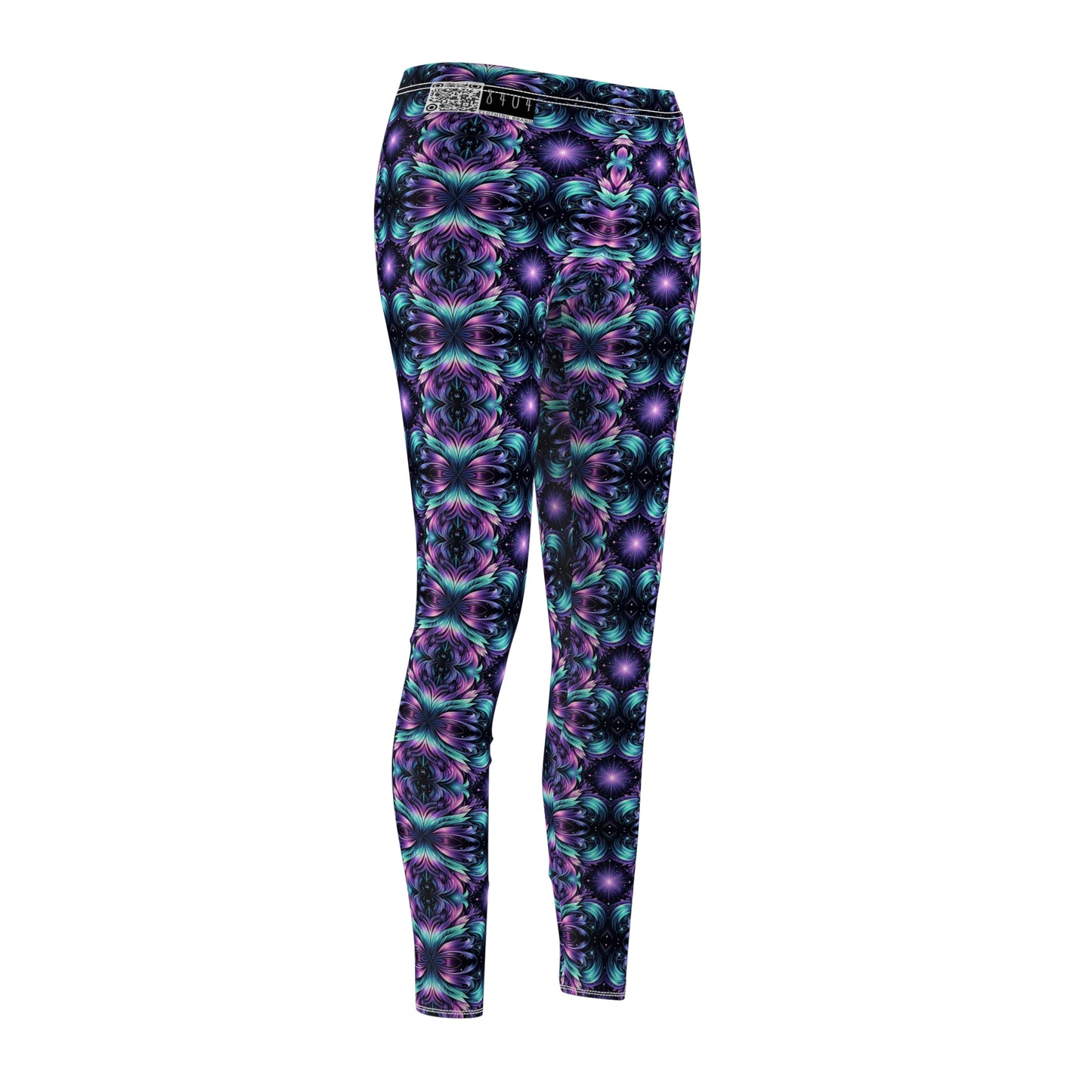 Iridescent Dream Futuristic Tech Women's Cut & Sew Casual Leggings - 8404 Design-60