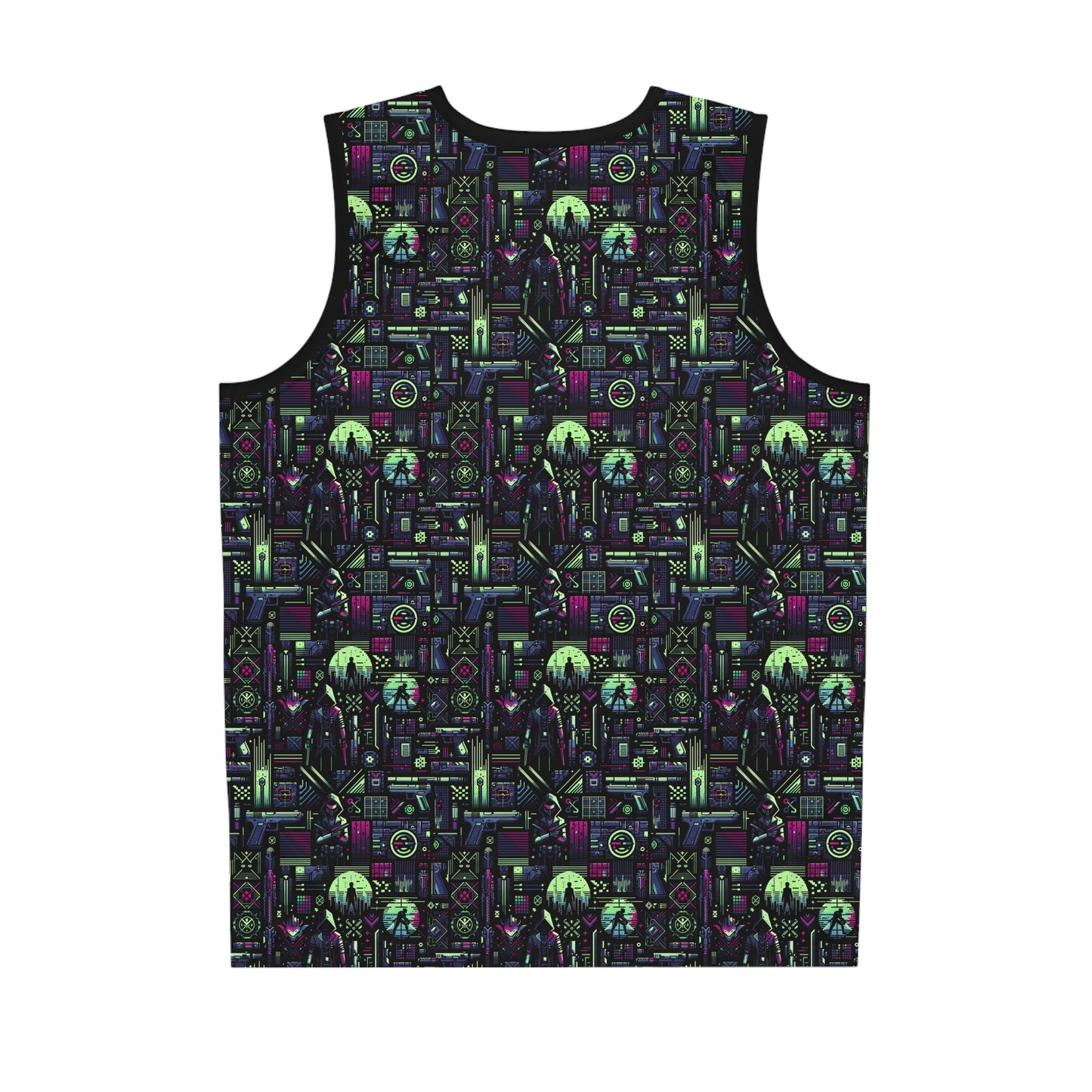 Tech Noir Futuristic Cyberpunk Basketball Jersey - 8404 Design-63