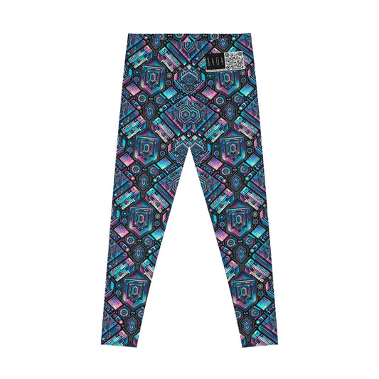 Digital Dreamland Futuristic Tech Aesthetic Stretch Leggings - 8404 Design-46