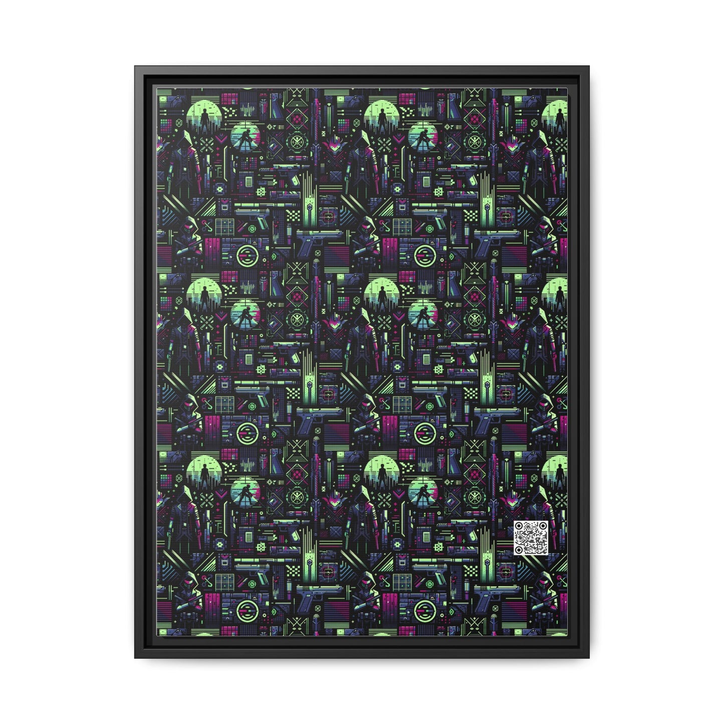 Tech Noir Futuristic Cyberpunk Matte Canvas, Framed (multi-Color) - 8404 Design-63 A