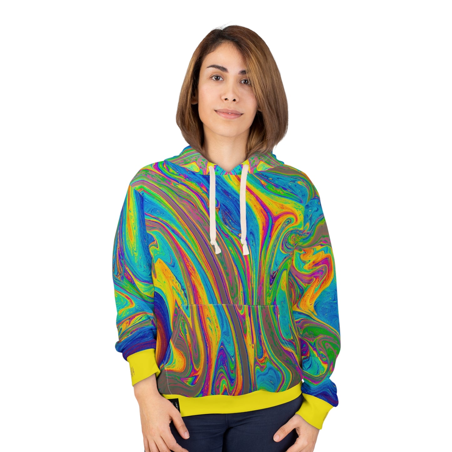 8404's Unisex Adult "flowing Colors in Yellow" Fashion Pullover Hoodie