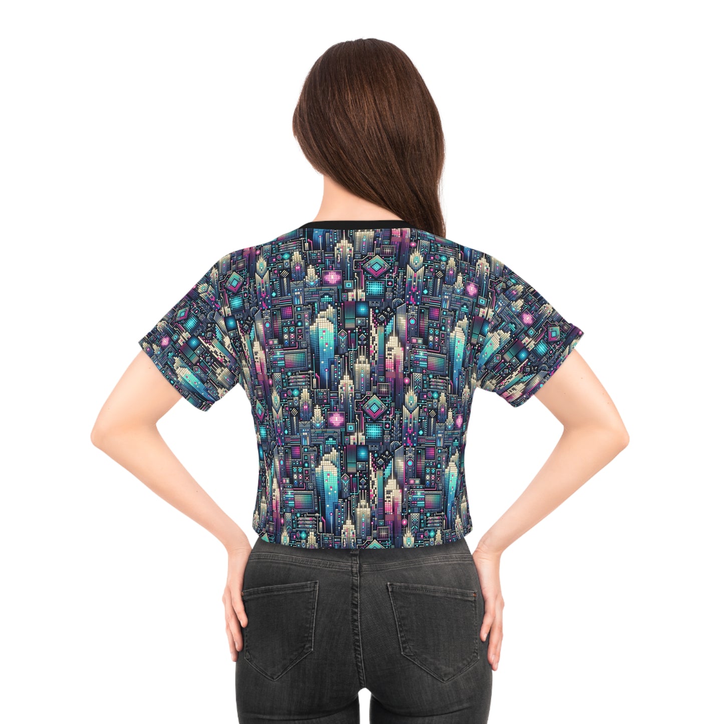 Digital Renaissance Tech-Forward Maximalism Crop Tee - 8404 Design-56