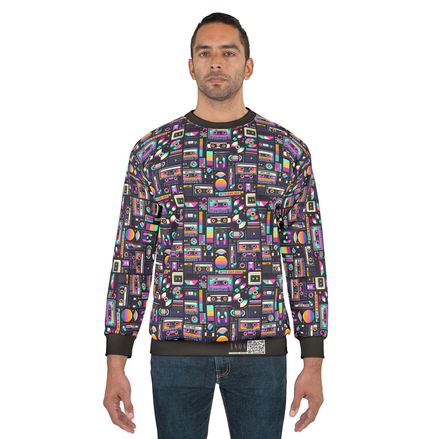 Digital Nostalgia Tech-Inspired Retro Fusion Sweatshirt - 8404 Design-48