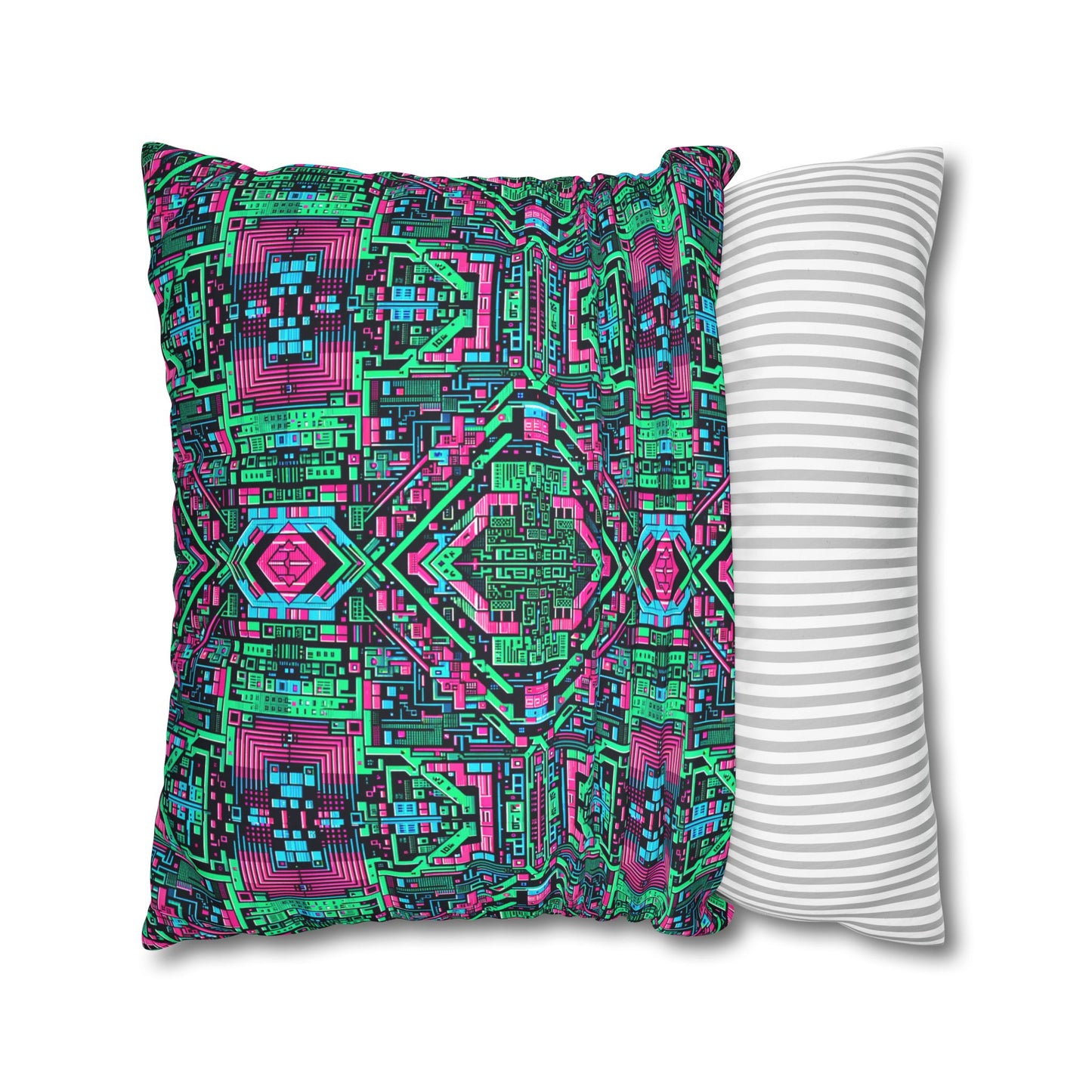 Digital Glitch Vibes Tech-Inspired Streetwear Faux Suede Square Pillowcase - 8404 Design-71
