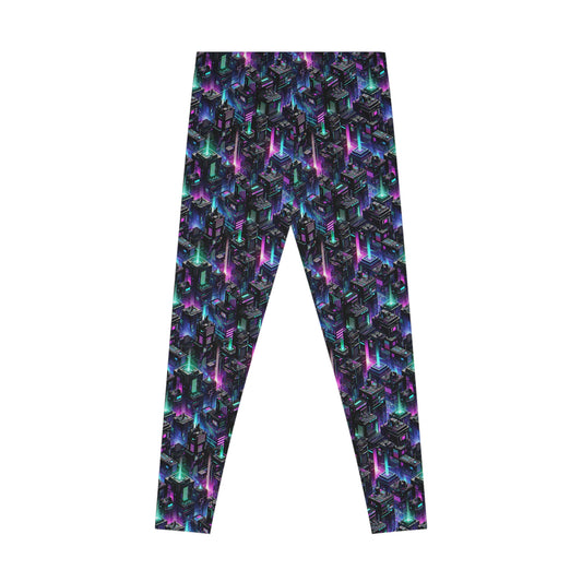 Tech Noir Graphics Futuristic Tech Aesthetics Stretch Leggings - 8404 Design-55