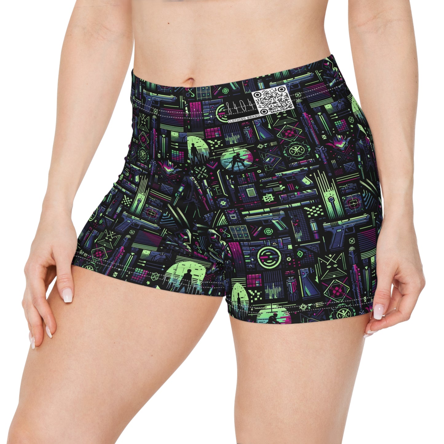 Tech Noir Futuristic Cyberpunk Women's Shorts - 8404 Design-63