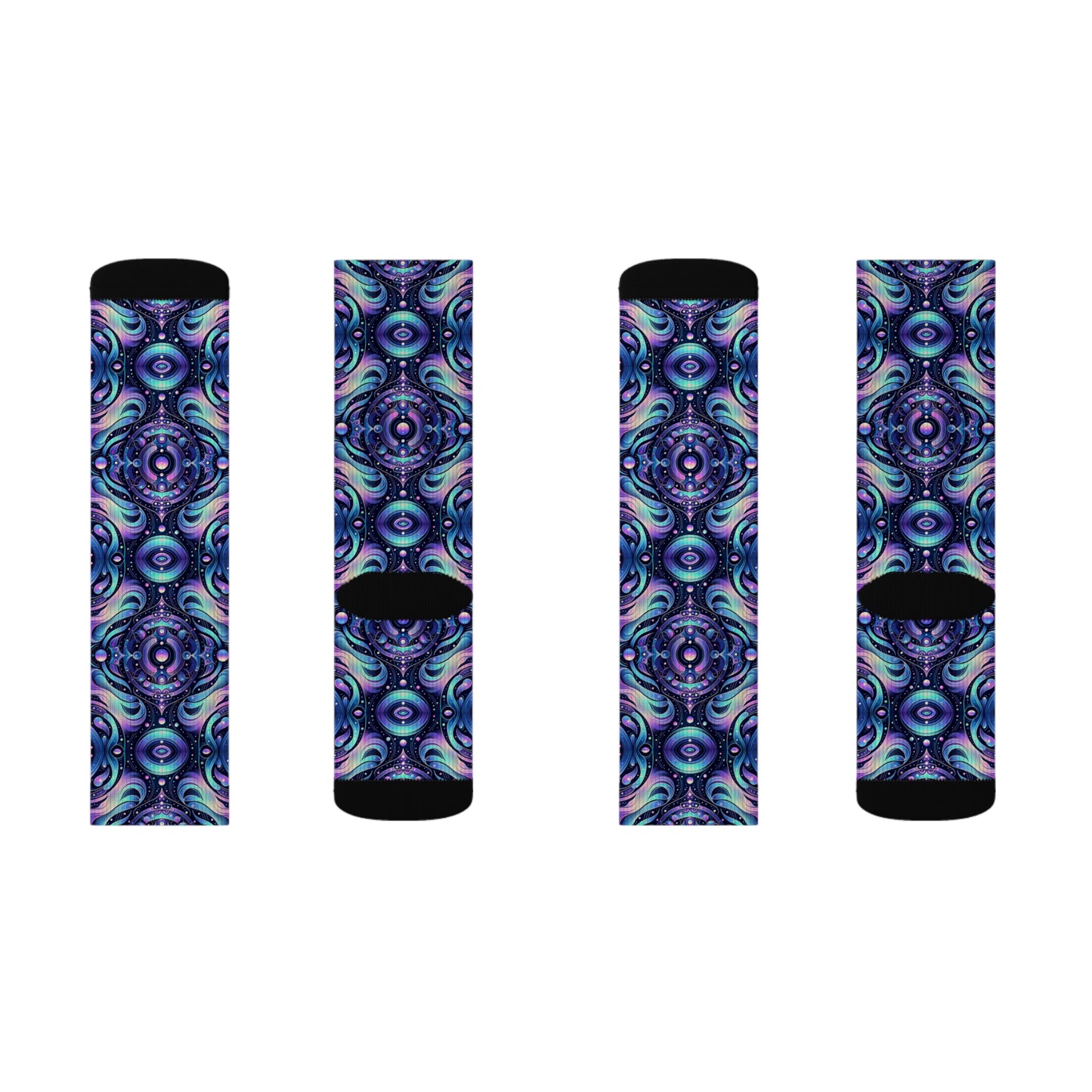 Iridescent Tech Fusion Tech-Forward Streetwear Sublimation Socks - 8404 Design-62