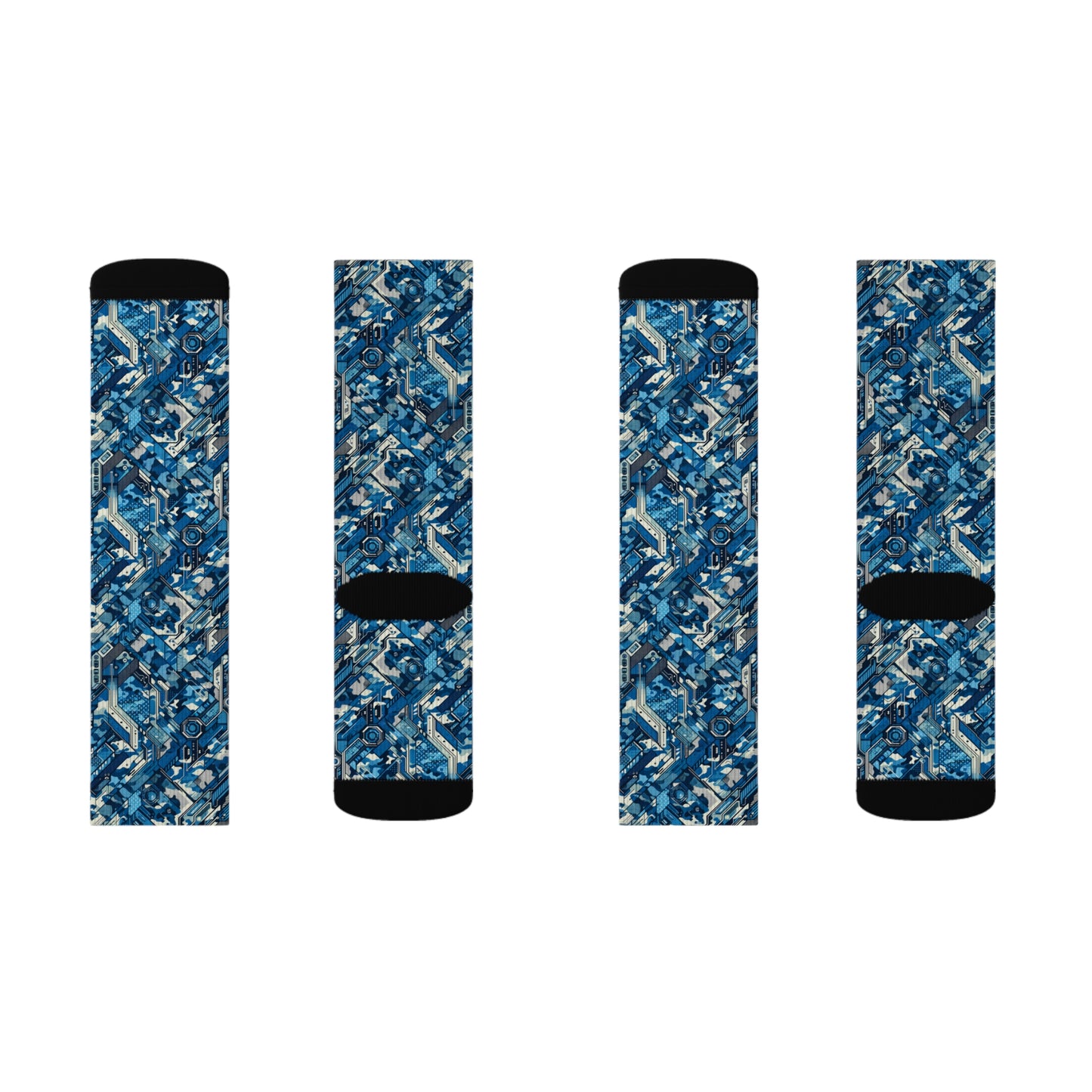 Tech Urban Camo Tech-Forward Streetwear With a Futuristic Military Edge Sublimation Socks - 8404 Design-39