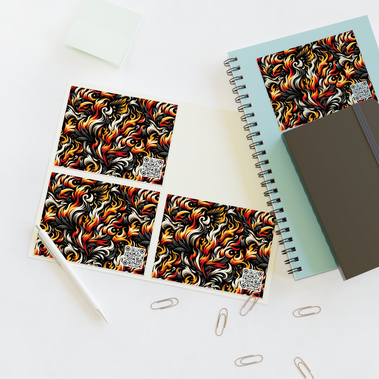 Fire & Flames Bold Streetwear Statement Sticker Sheets - 8404 Design-55
