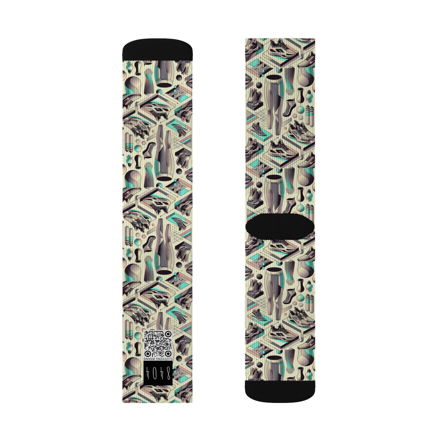 Tech-Infused Athleisure Futuristic Athletic Tech Sublimation Socks - 8404 Design-44